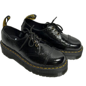 NWOT Dr. Martens 1461 Quad Black Patent Distressed Platform Shoe